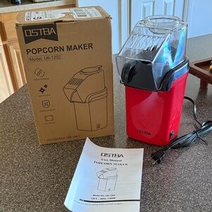 OSTBA 1200W 12 Cup Hot Air Popcorn Maker with Measuring Cup & Butter Tray